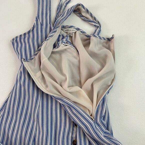 American Eagle Striped Button Front Dress | Blue White Sleeveless Sundress | Siz - Picture 5 of 5